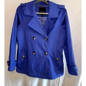 Talbots Women's Cropped Trench Coat Double Breasted Jacket Purple Size Small